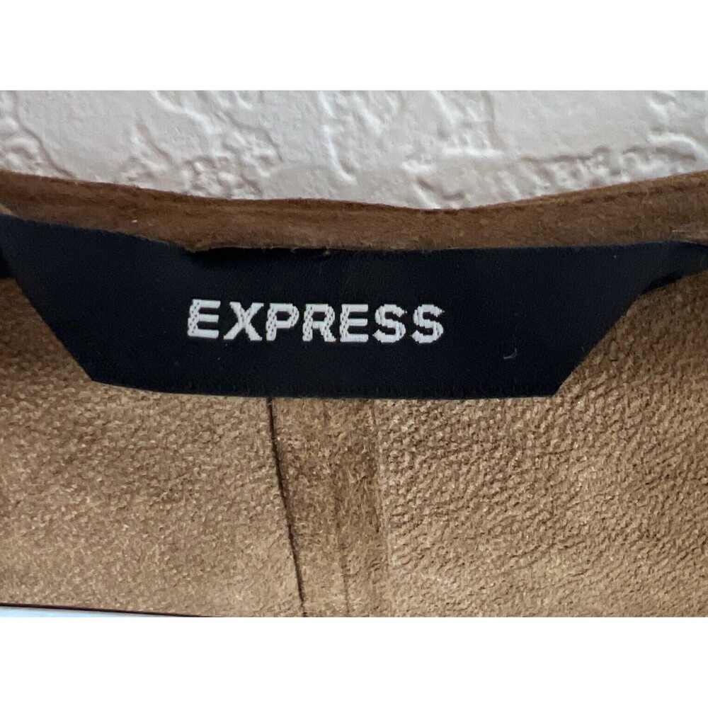 Express Y2K Ruffled Brown Genuine Suede Top Women's 5/6 - Picture 5 of 11